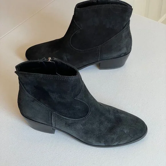 Sam Edelman Peggy Ankle Bootie Womens Size 7M Black Suede Side Zip Stacked Heel - Picture 6 of 10